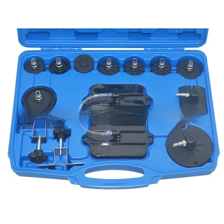 Pneumatic brake fluid replacement tool XC3692 with 5L tank, pressure gauge, hose, and adapter kit