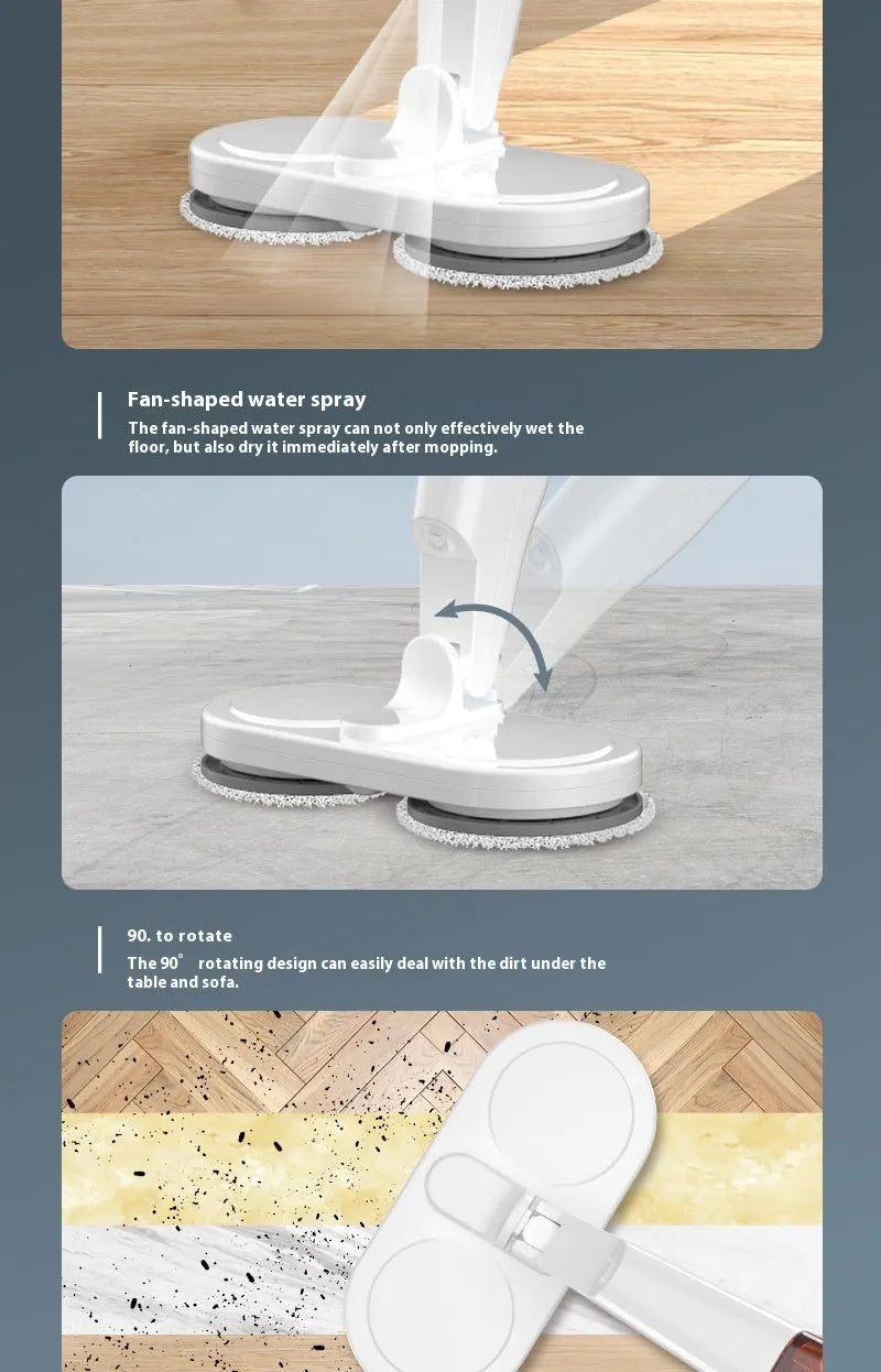 Lazy wireless floor sweeping and mopping machine in S5 green colour with USB charging cable