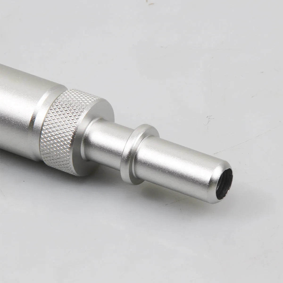Silver metal transmission refueling joint adapter tool VAS6262-9 for MTF fluid changes