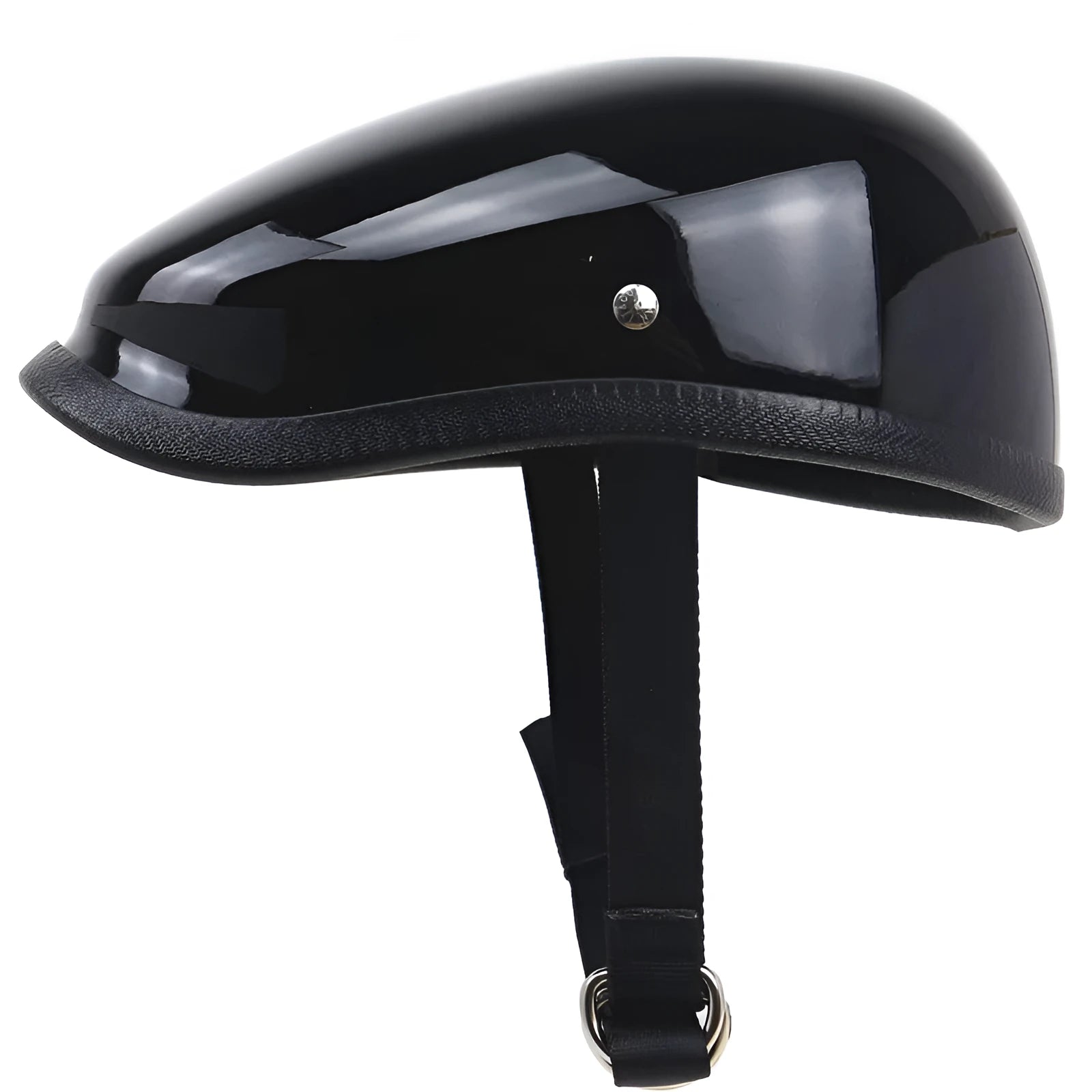 Japanese Beret lightweight retro half motorcycle helmet fibreglass bright black side view
