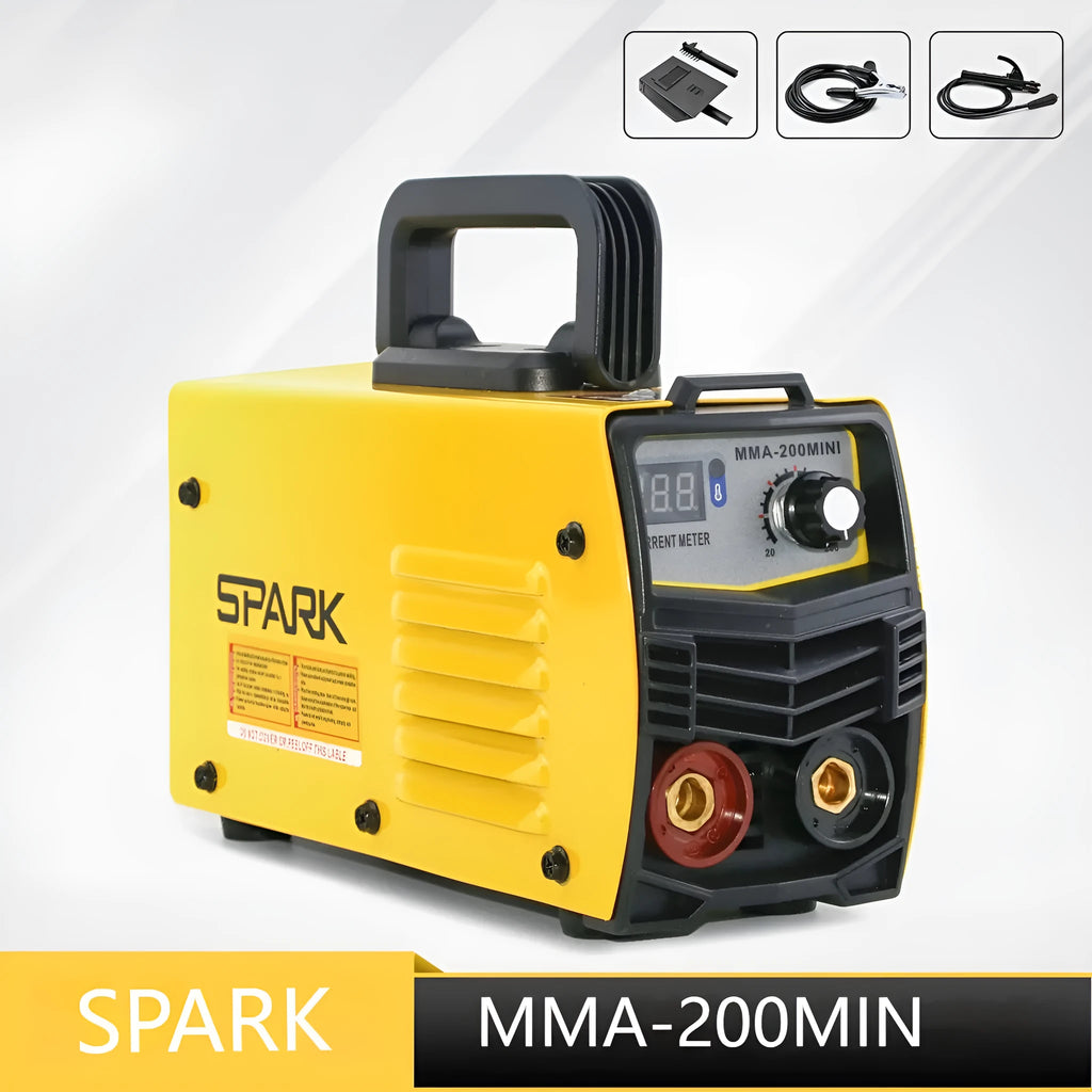 Household 220V inverter DC welding machine with welding tongs, grounding clamps, face shield, and brush hangers