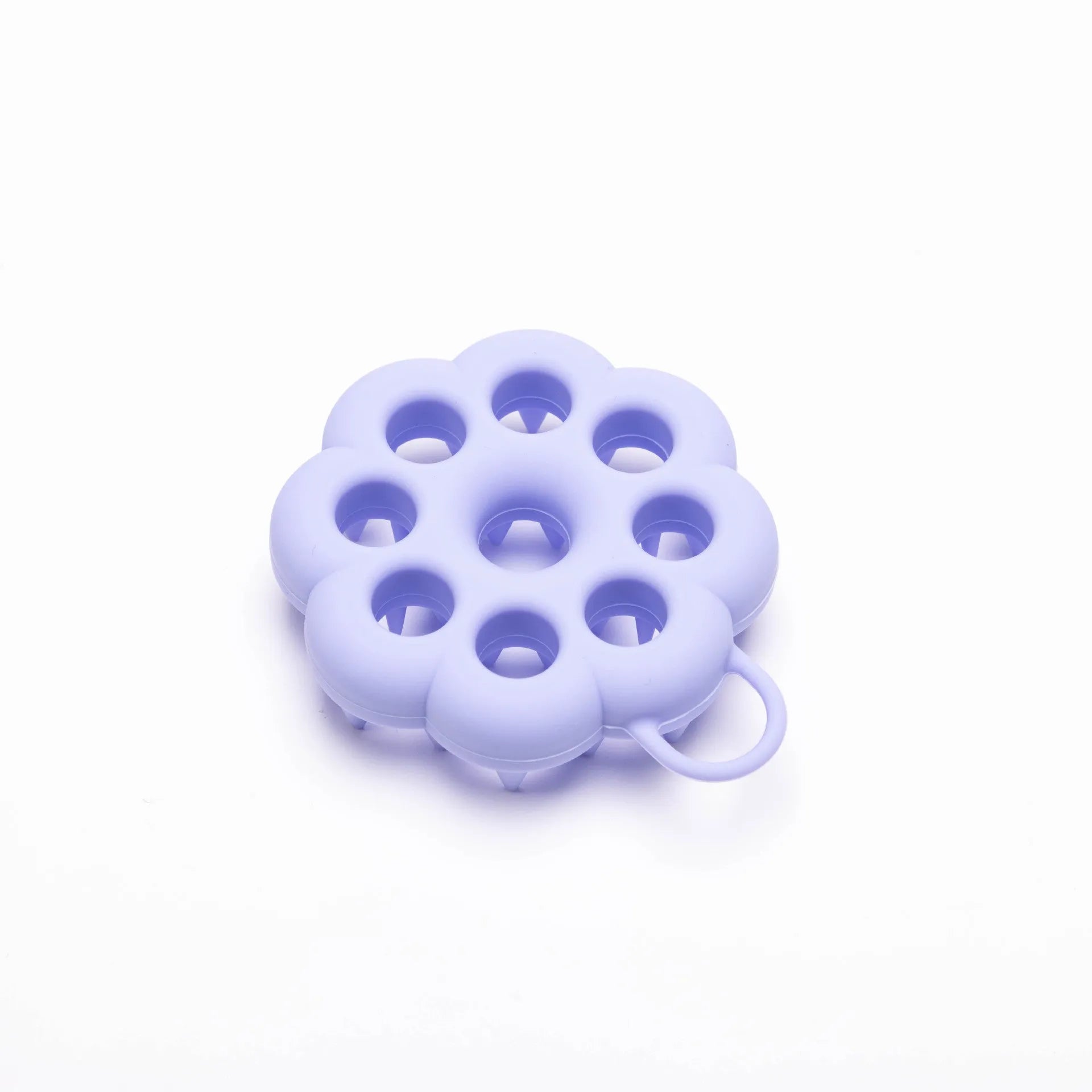 Silicone pet hair care brush for dry and wet use with massage bristles in blue, green, orange, pink, or purple