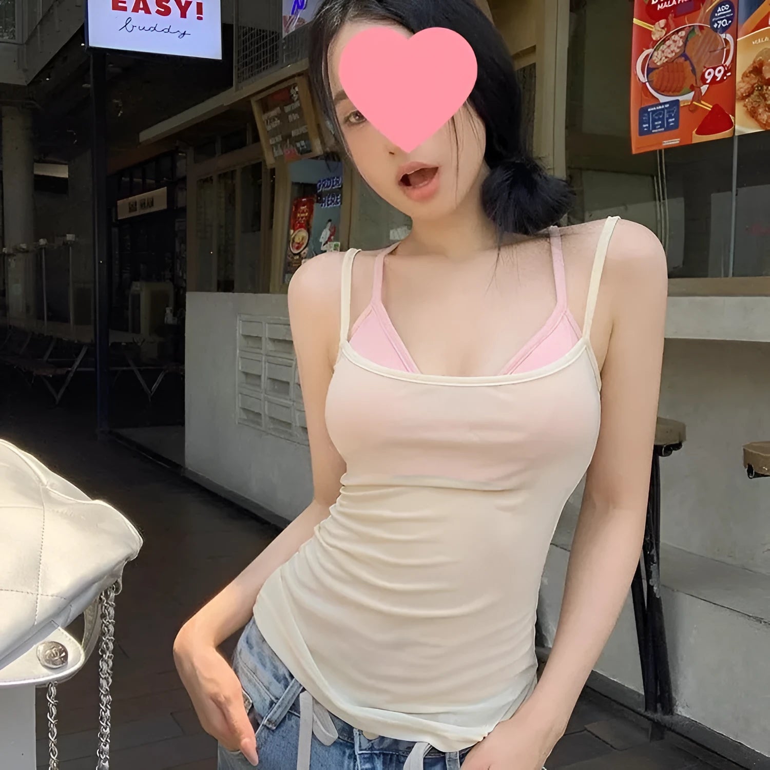 Short see-through sleeveless polyester top outerwear in black bikini colour with open-back design
