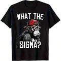 Black cartoon printed short sleeve cotton T-shirt on plain background