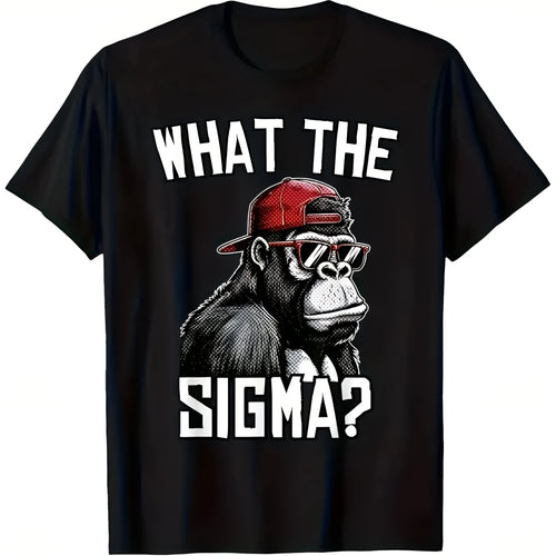 Black cartoon printed short sleeve cotton T-shirt on plain background