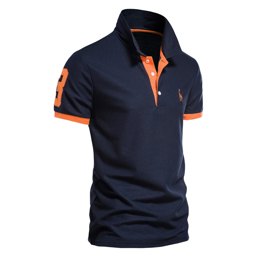 Men's slim fit short sleeve T-shirt with detailed deer embroidery on chest