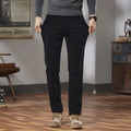 Slim fit straight corduroy trousers in dark gray, cotton fabric, mid waist with micro elasticity.