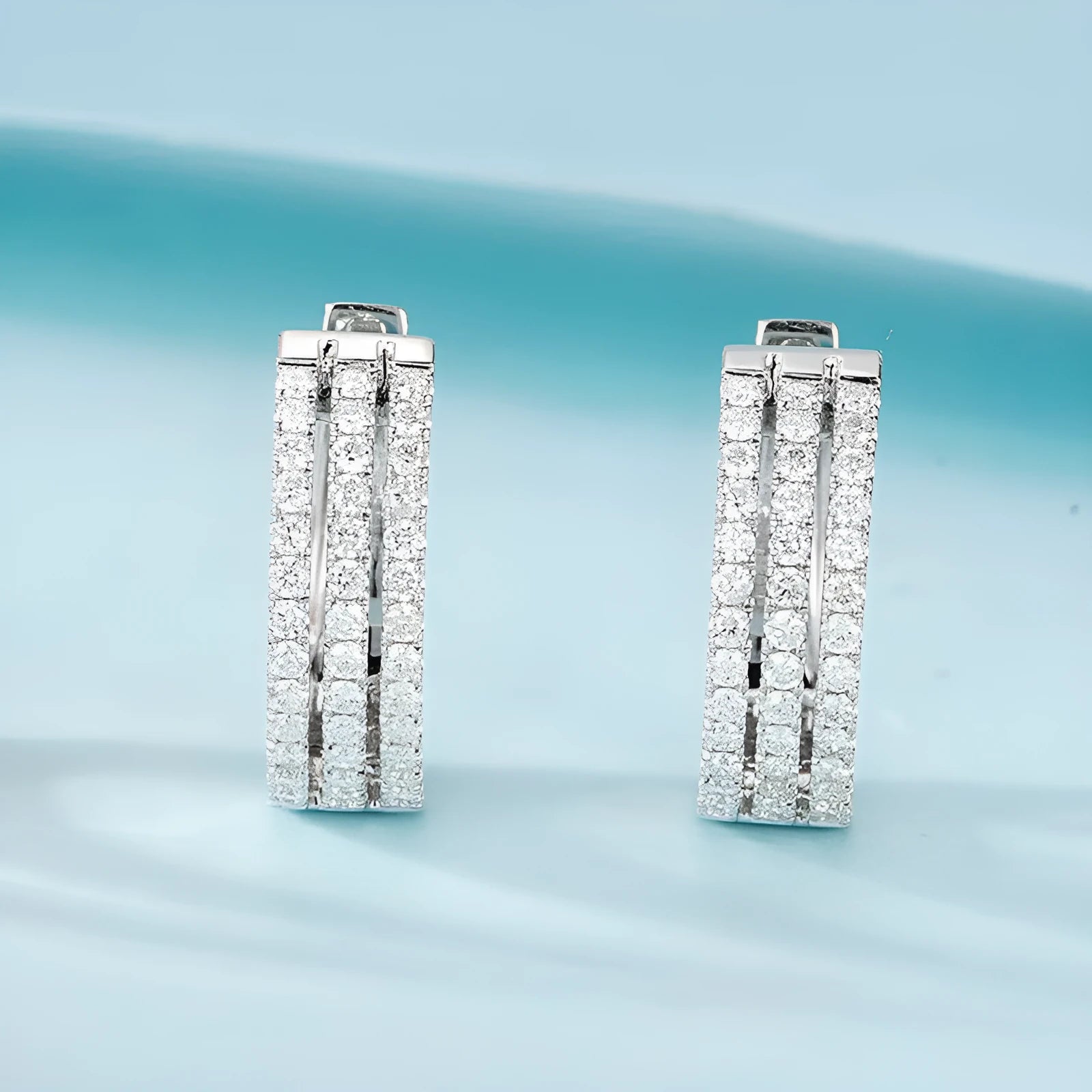 18K white gold natural diamond earrings platinum finish 56 point stone weight pair