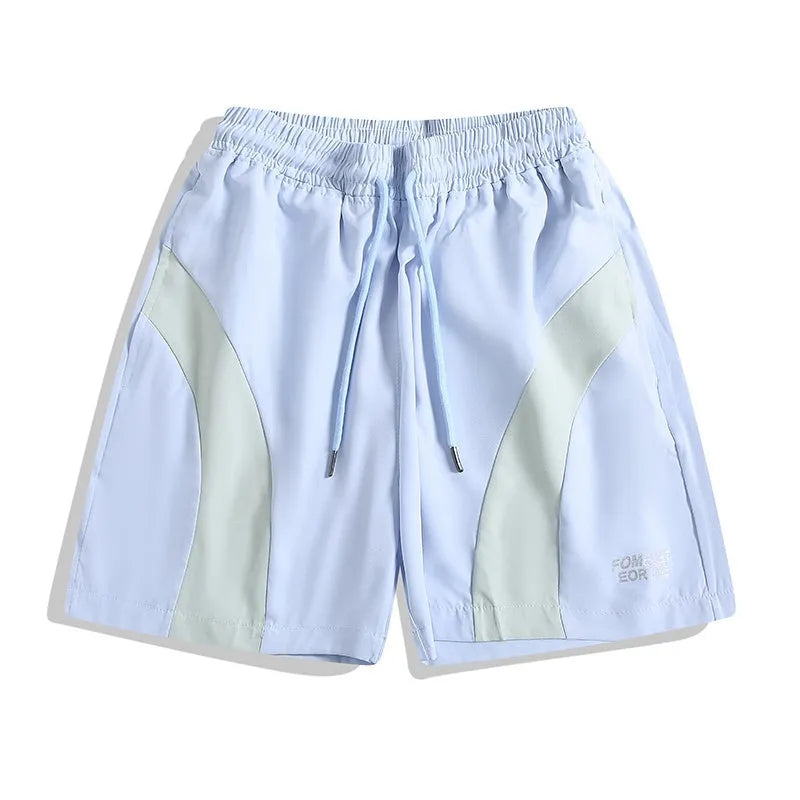 Quick-drying black sports shorts with elastic waistband and straight-leg loose fit for training