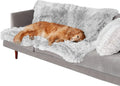 Plush waterproof dog cushion in dark grey showing double layer thickening construction