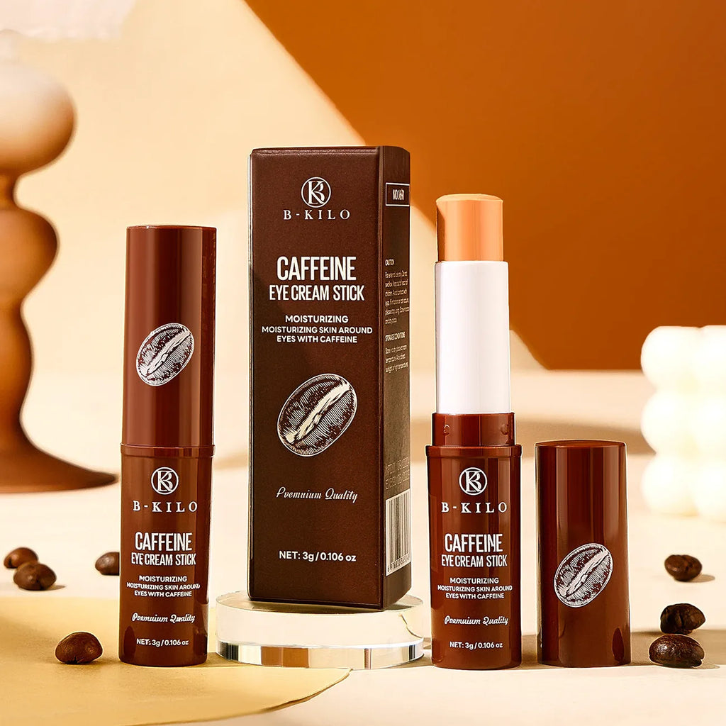 Caffeine eye cream stick in twist-up applicator for dark circles and fine lines