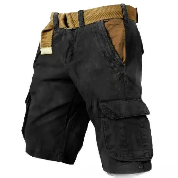 3D digital print loose trendy men's shorts in polyester cotton blend, casual summer shorts, front view