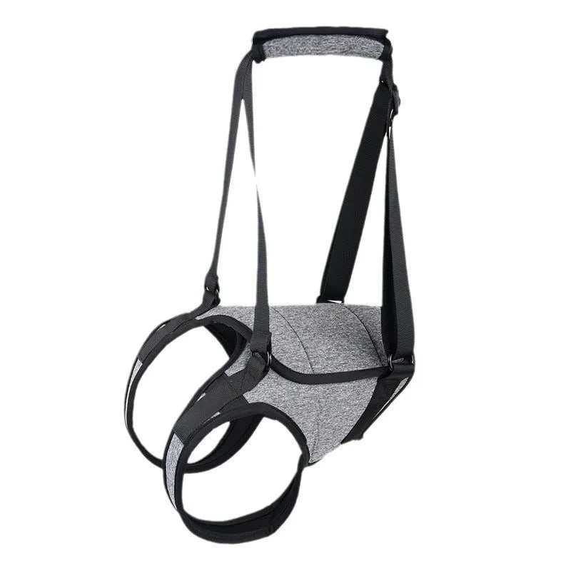 Adjustable neoprene dog rear leg recovery belt harness in grey colour