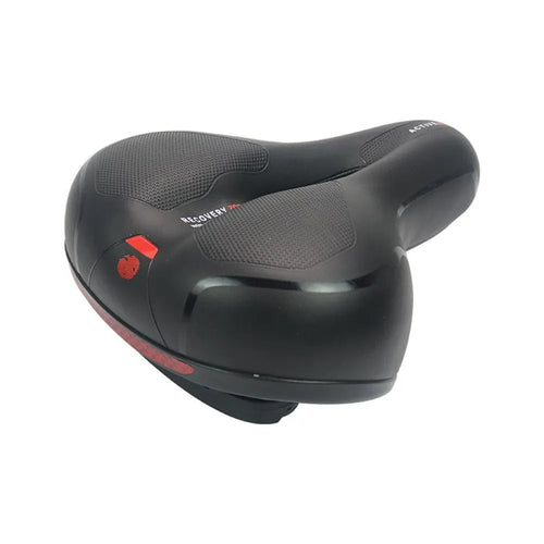 Bicycle cushion with soft padding and PU leather cover, includes waterproof cover and maintenance tools