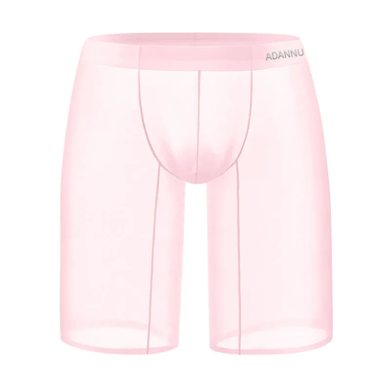 Men's solid colour nylon mesh home shorts in black, shown on a hanger.