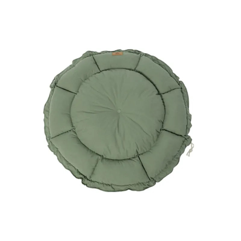 Grey and green reversible donut pet bed for cats and small dogs in three sizes