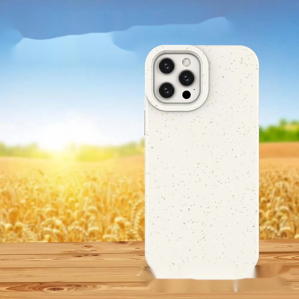 Fully degradable wheat straw PLA phone case for iPhone in black, showing slim back cover design
