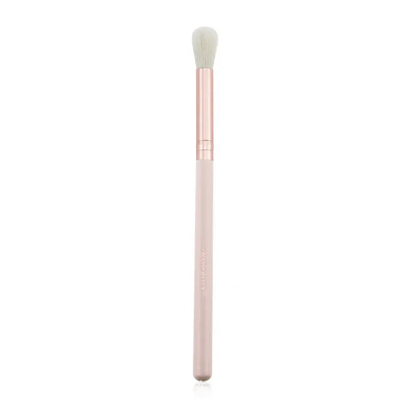 26 pink makeup brushes with wool heads and wooden handles in PU carrying case