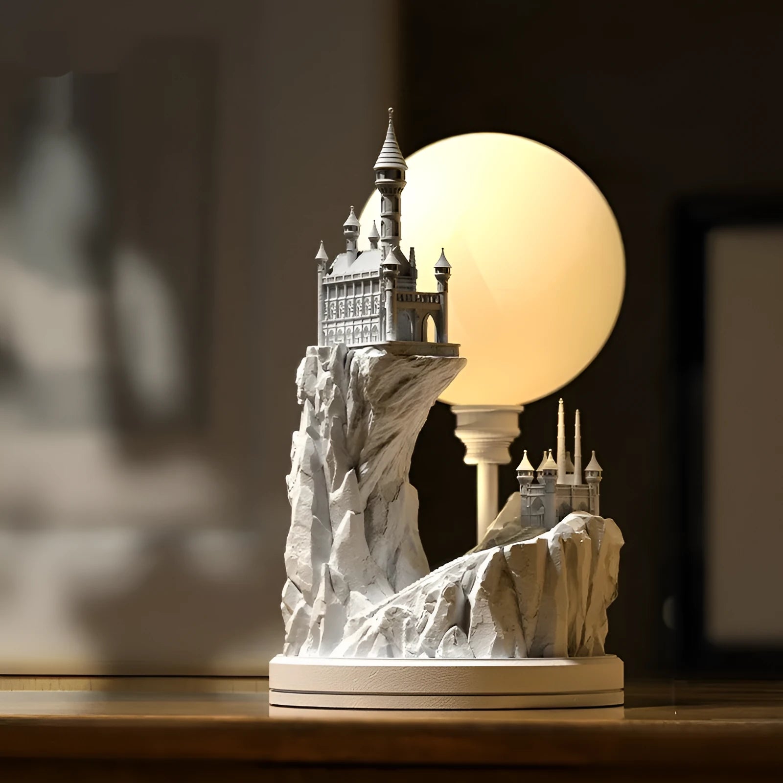 White composite gypsum table lamp with plug-in cord and wire control switch