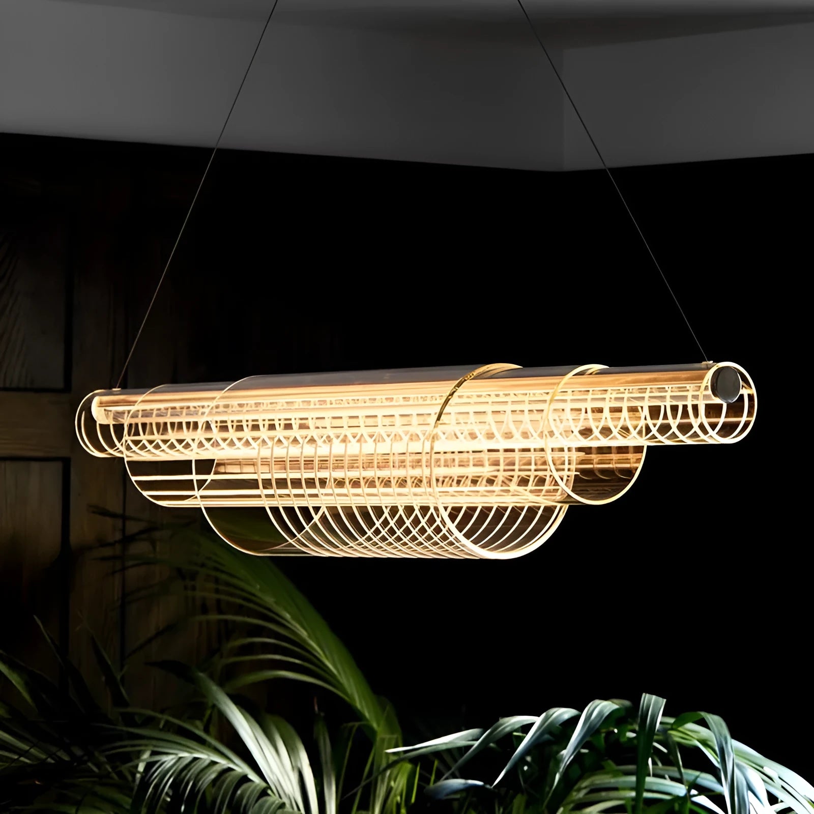 Minimalist glass pendant lamp with iron body for restaurant bar lighting in three sizes