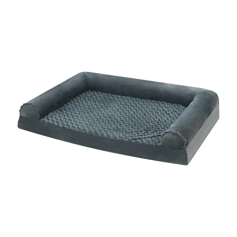 Light grey cloth dog kennel for medium or large breeds, shown with precise L, XL, and 2XL size dimensions.