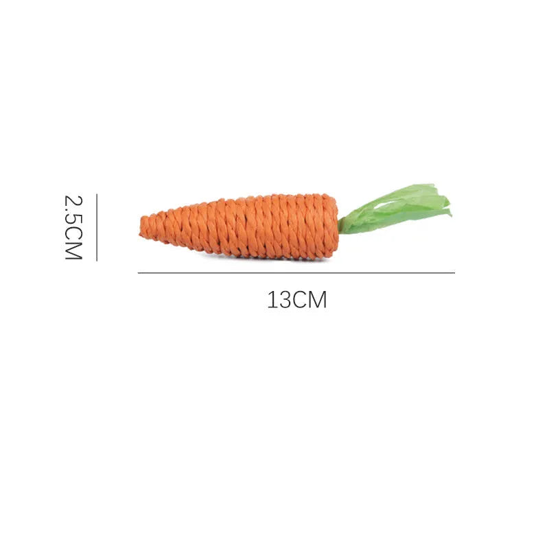 Interactive cat toys set with carrot-shaped paper toys, ringing stones, cat sticks, and dental grinding sticks