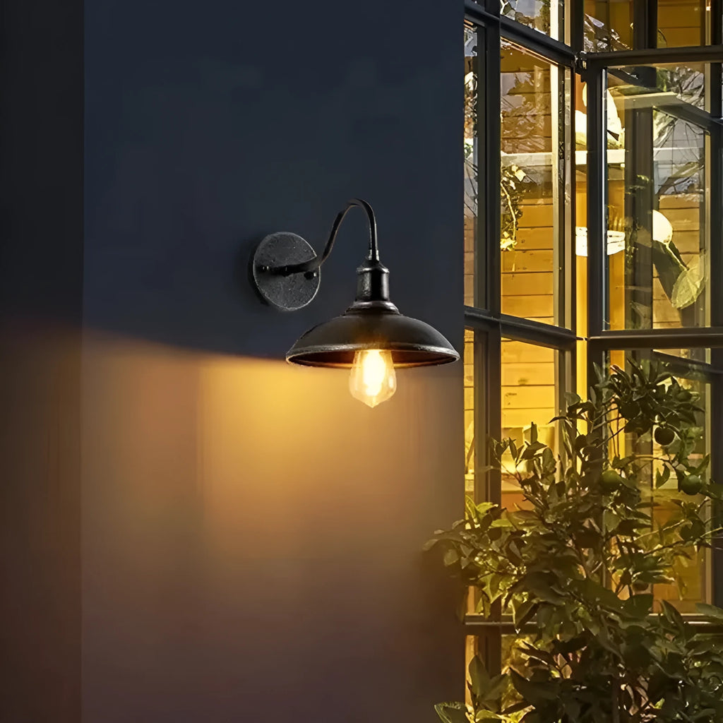 Retro villa courtyard wall lamp in silver or copper finish with right-angle or bevel design