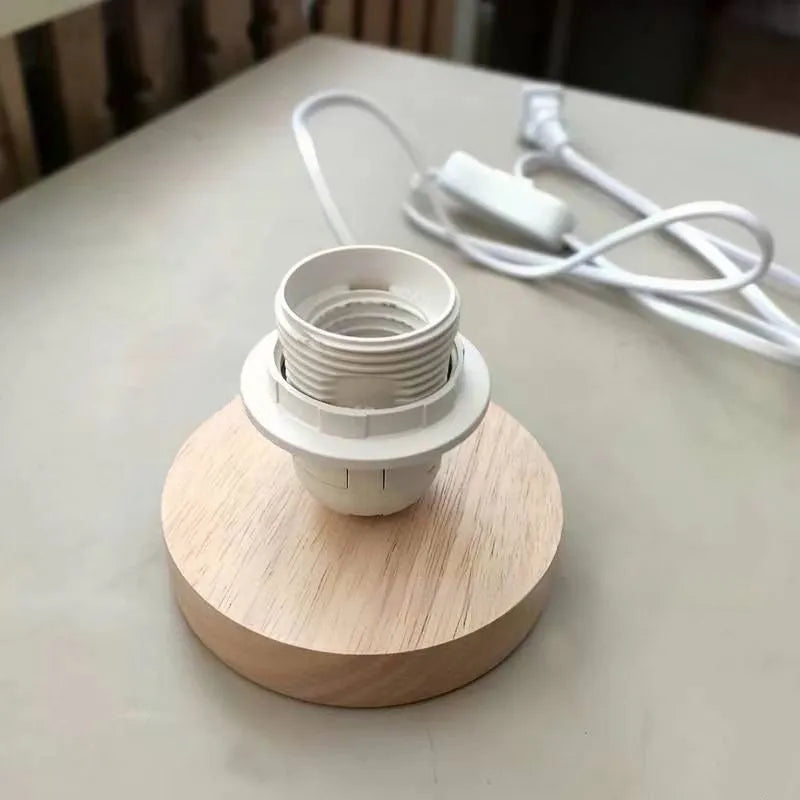 Mini table lamp with wooden base, modern simplicity style, black cord and US plug