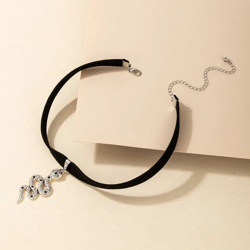 Baroque snake shape choker necklace gothic grunge style women silver gold alloy gift