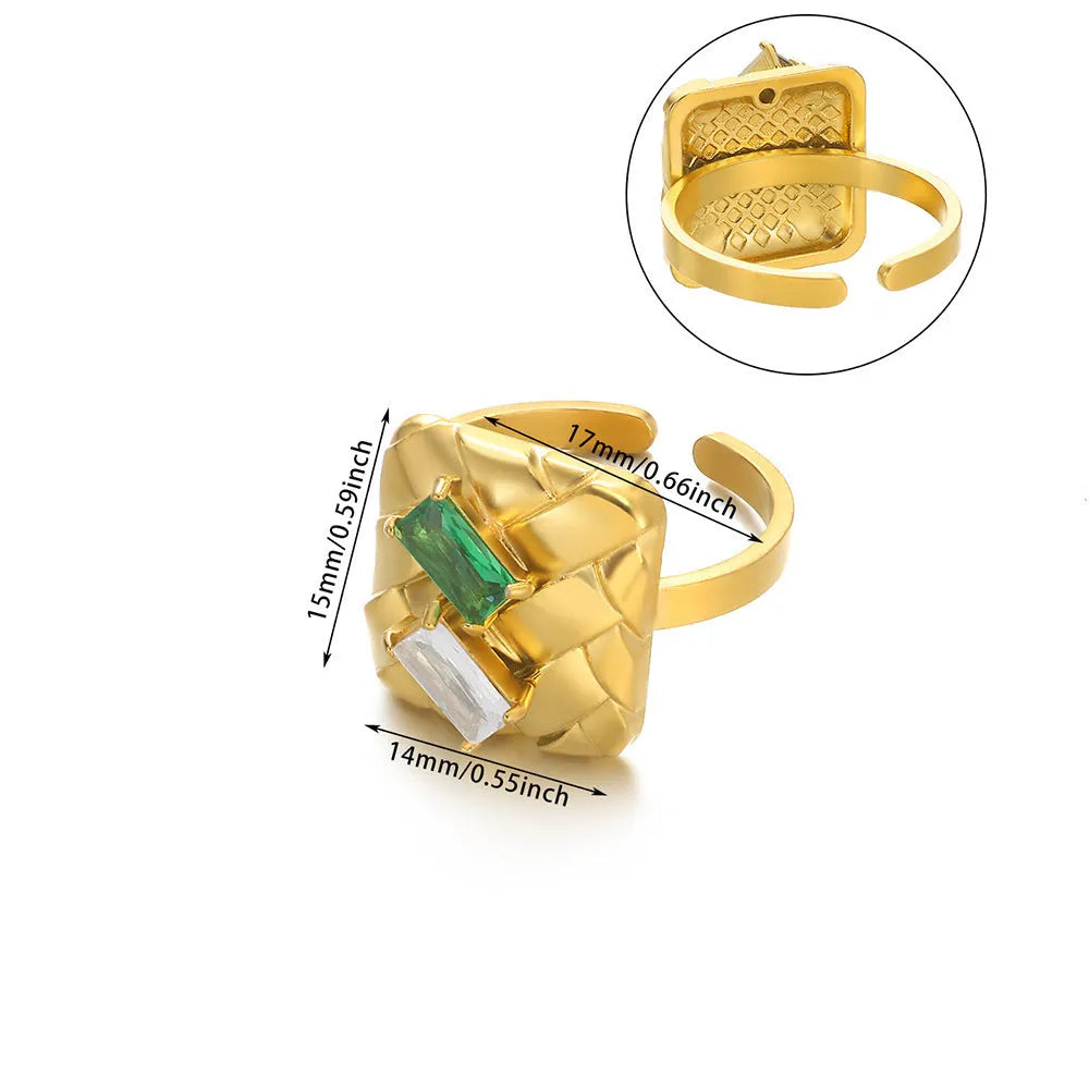 Stainless steel pearl zircon ring for women, adjustable opening, electroplating finish, European American style, colour JZ7336