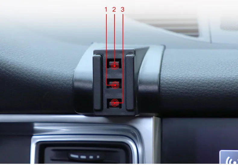 Gravity linkage car phone holder for Porsche in black alloy and carbon fibre