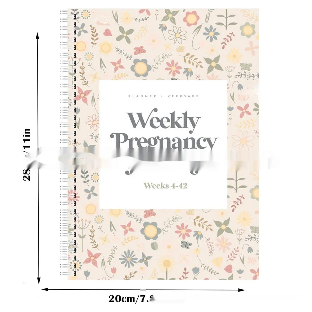 A5 Pregnancy Weekly diary notebook open on a weekly spread