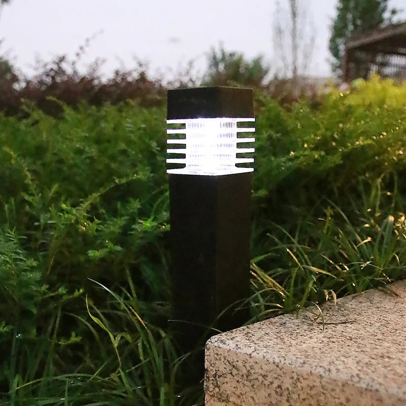 Solar lawn ground lamp with cuboid design measuring 60x390mm for outdoor garden lighting