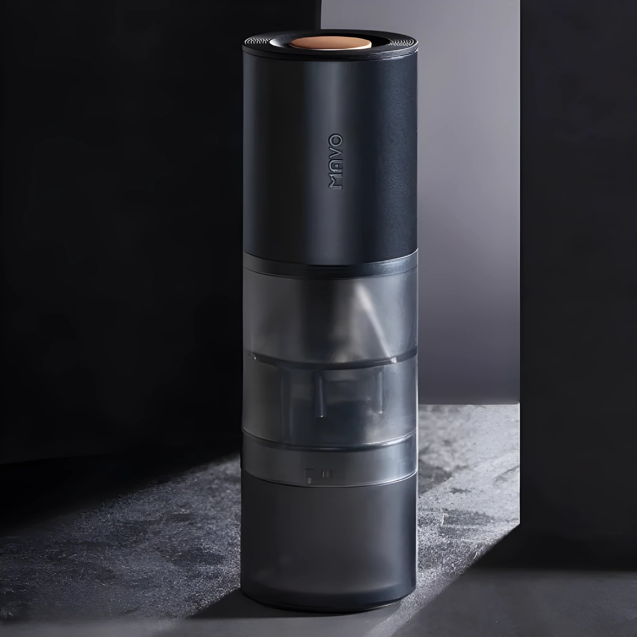 Electric coffee bean grinder with stainless steel blades and portable set including handle and bag
