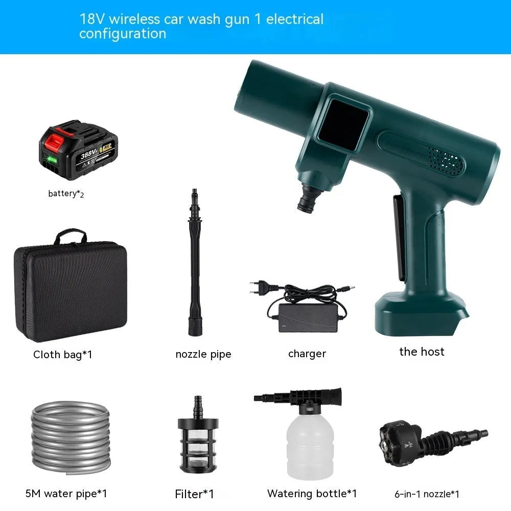 Brushless water gun with stainless steel head 18V for car washing and house cleaning automatic impact 25m spray