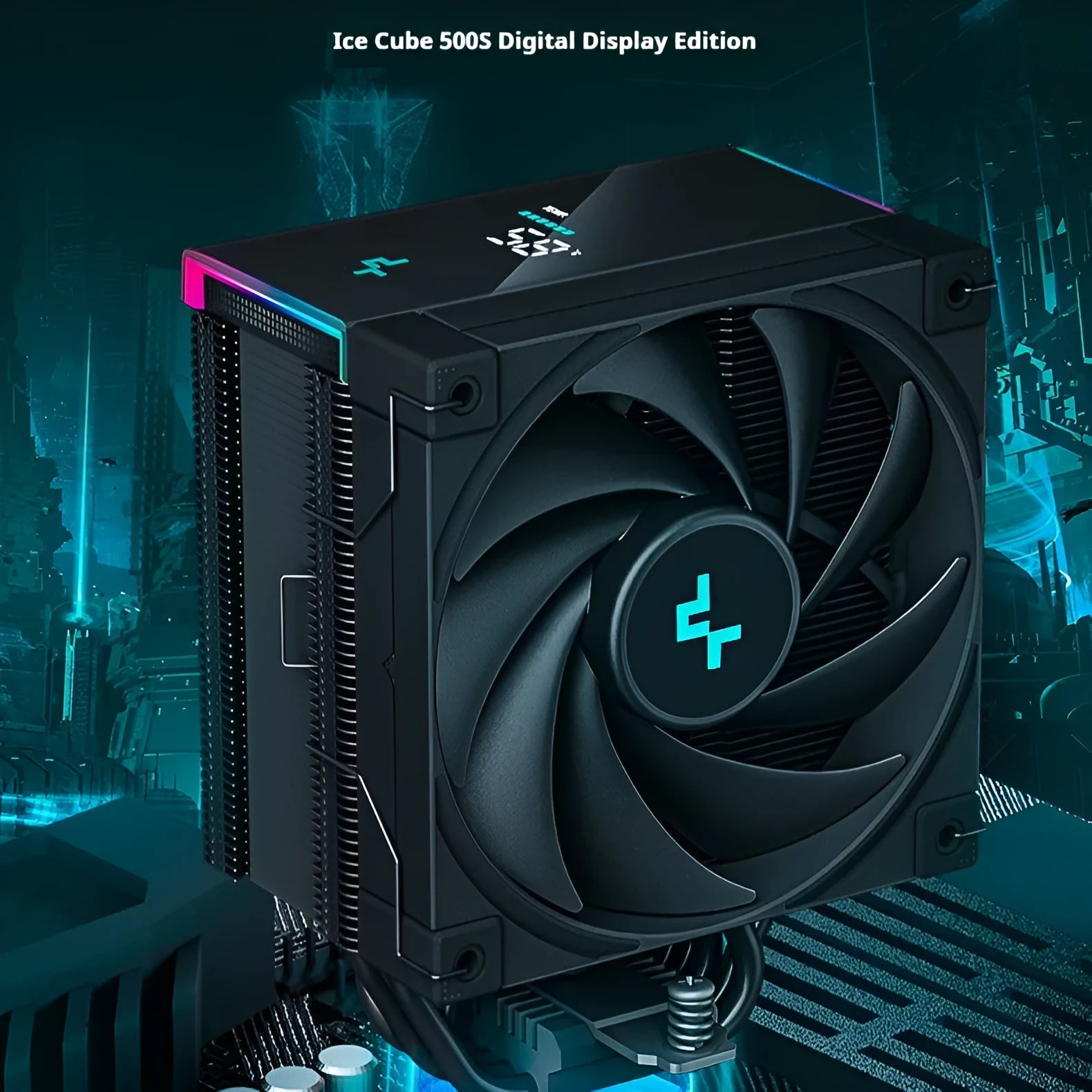 DeepCool twin tower CPU air cooler with digital display in black or white colour options