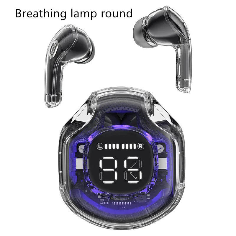 Transparent wireless Bluetooth headphones with in-ear design available in multiple colours