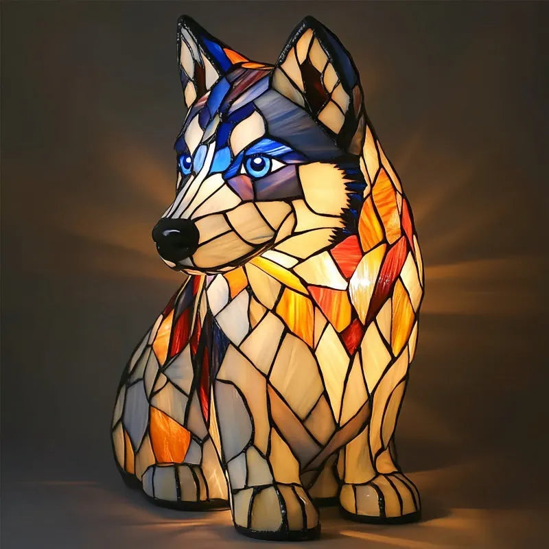 LED small night lamp art animal statue creative home desktop decoration 17cm USB switch corgi design