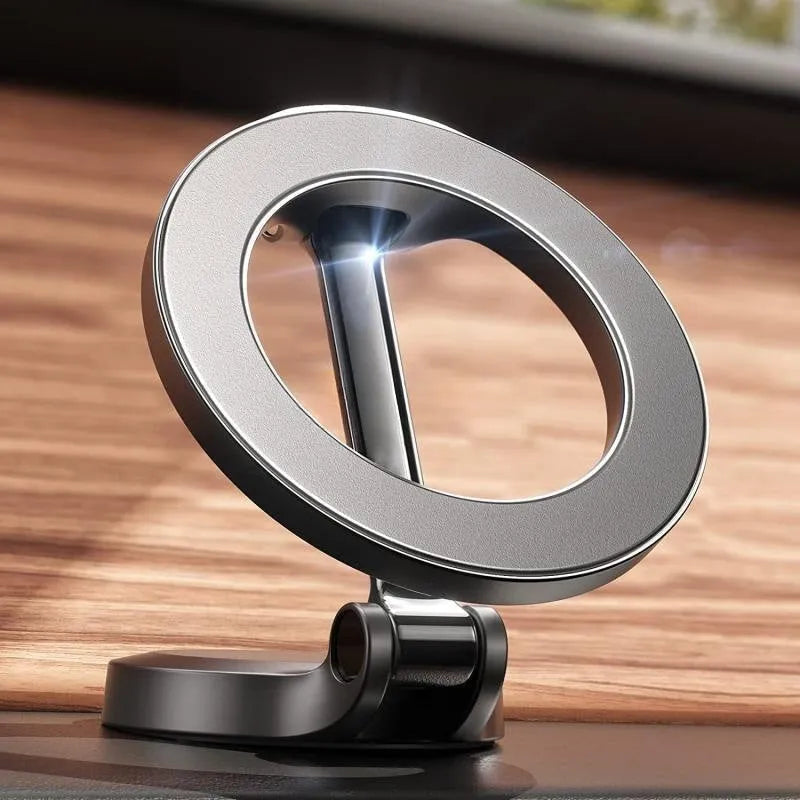 All-metal magnetic car phone mount in Qian colour, folded for storage