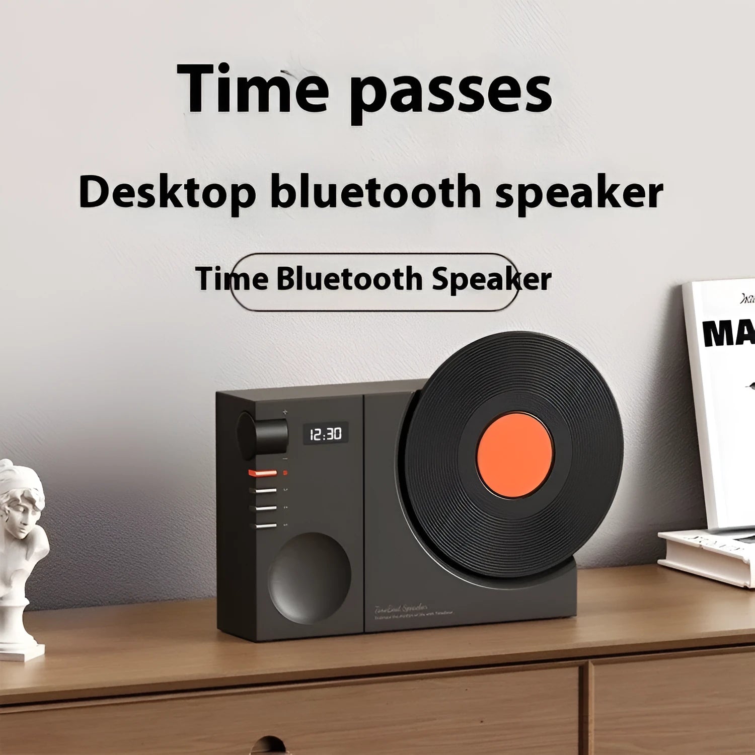 Mini portable Bluetooth speaker in Obsidian Black colour with USB charging port.