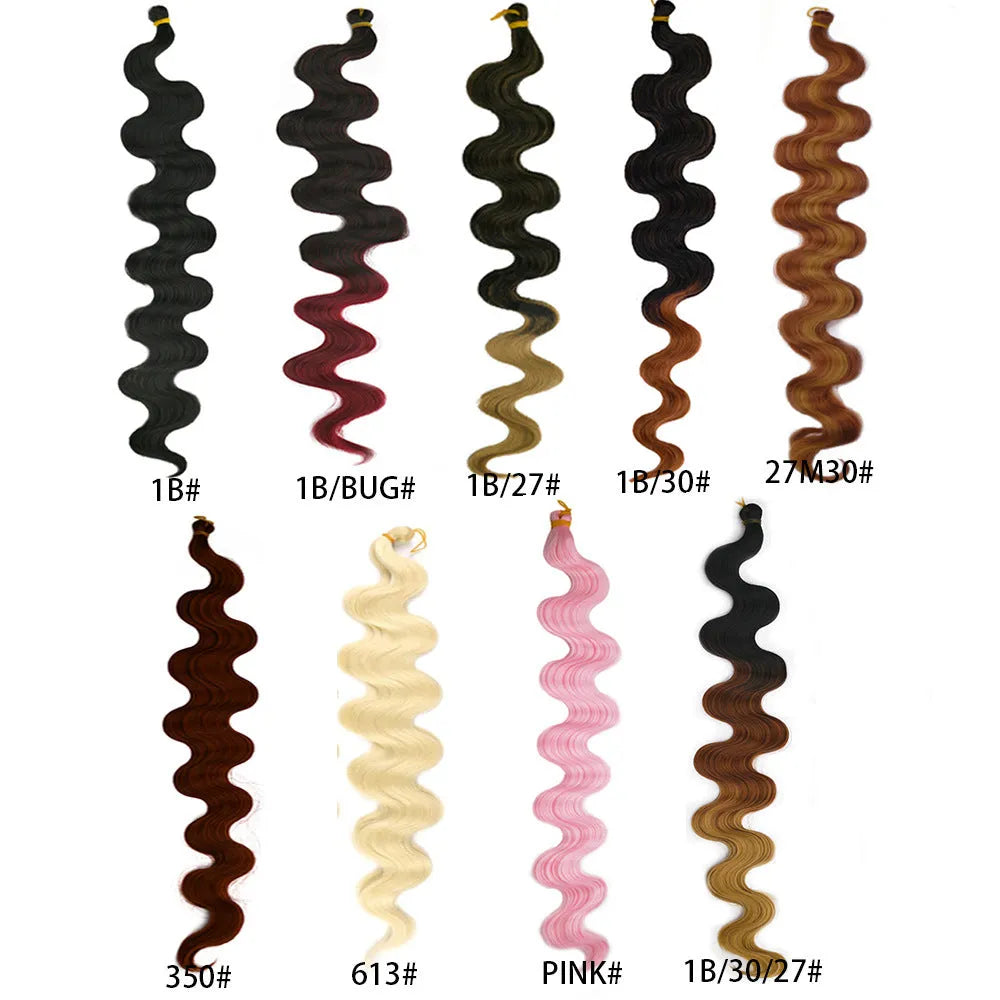 Wine red braided hair extension wig with big wave pattern, 24 inches long