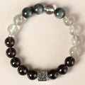 Khaki crystal couple bracelet with geometric shape and Chinese style elements