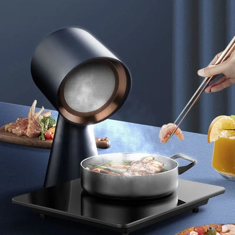 Desktop exhaust hood for barbecue hot pot in black stainless steel portable size
