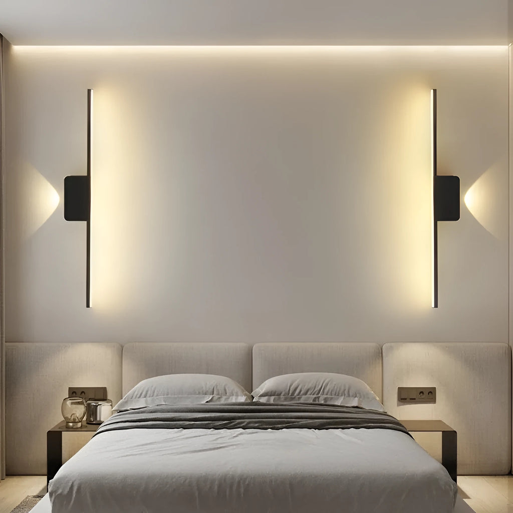 Modern simple black LED mirror headlight bedside lamp 40cm 55cm warm white light