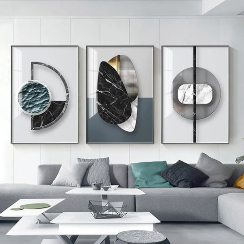 Abstract geometric pattern canvas wall art print in minimalist style