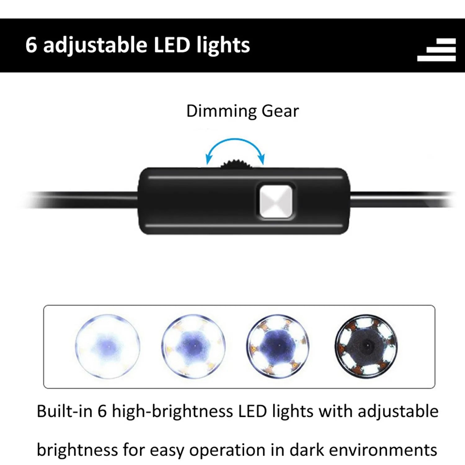 Android USB Type-C industrial endoscope with waterproof probe, side mirror, hook, and magnet accessories