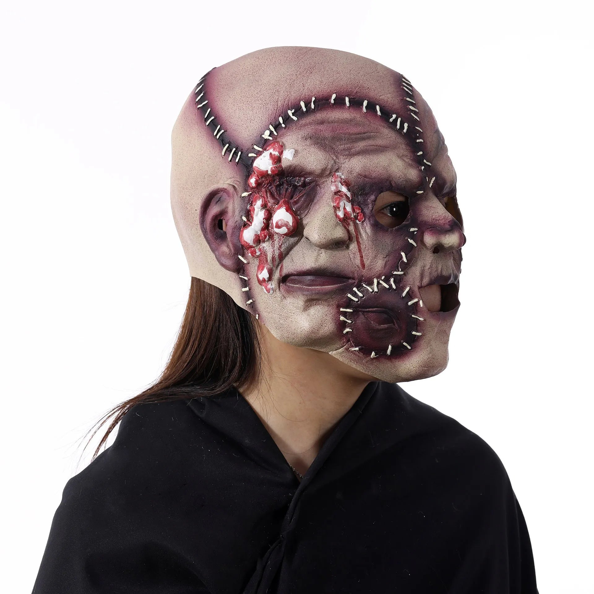 Three-sided grimace horror Halloween mask made from natural latex for adult costume parties