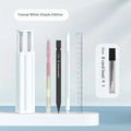 Plastic six pens pencil box kit with pressing pen in Sky Blue, White, or Pink colours.