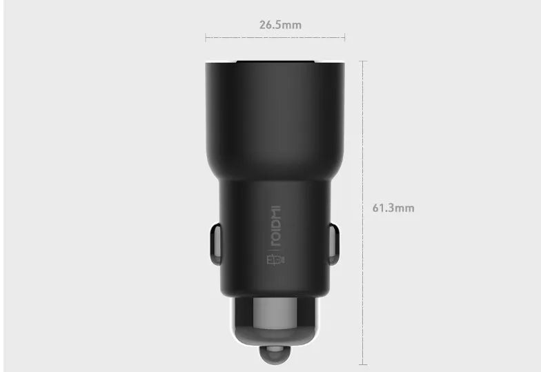 Black Ruimi 3S Music Bluetooth Car Charger for USB phone charging and audio playback.