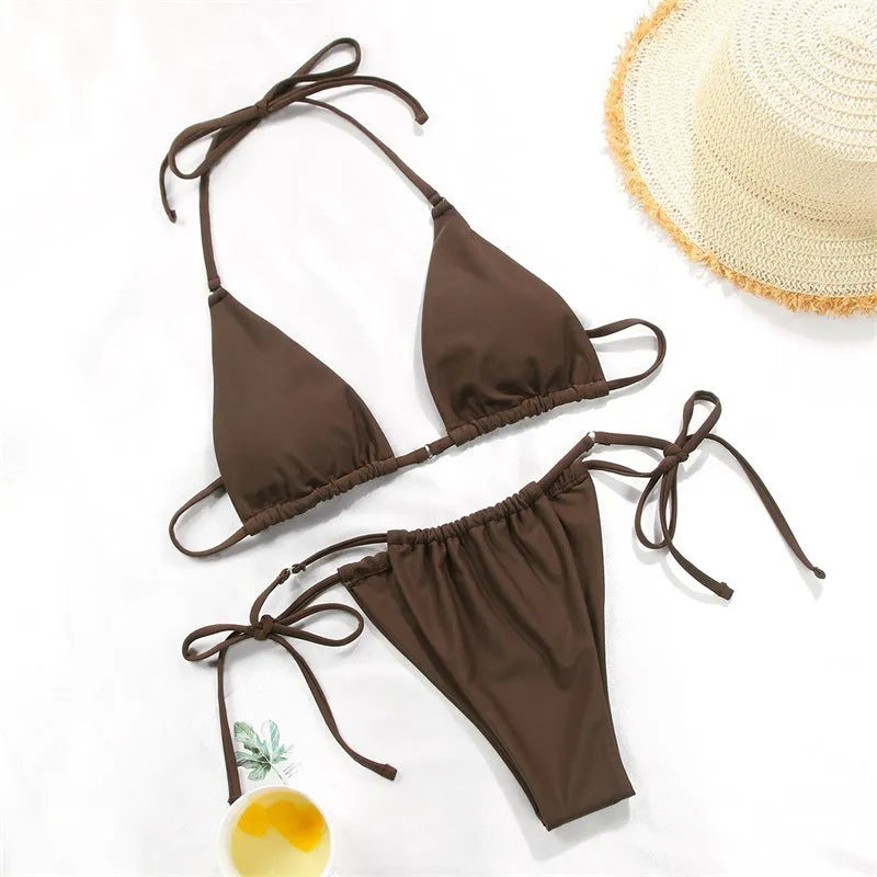 Women's polka dot print split swimsuit bikini set in multiple colour options